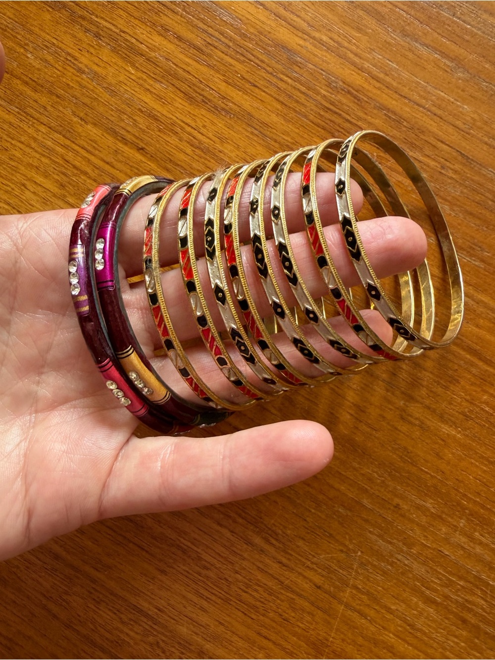 Two sets of Indian bangle bracelets